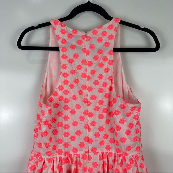 J. Crew Sleeveless Embroidered Pink Floral Dress Pockets Fit Flare Women's Sz 6 - Picture 8 of 9